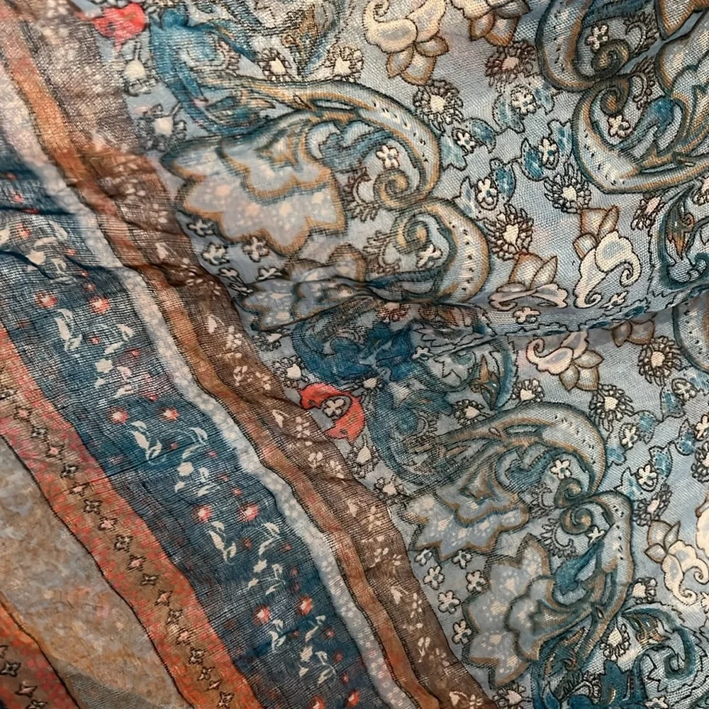 VINTAGE BLUE BOHEMIAN TRIBAL INFINITY SCARF